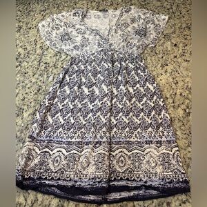 Angie Navy and White Patterned Boho Mini Dress